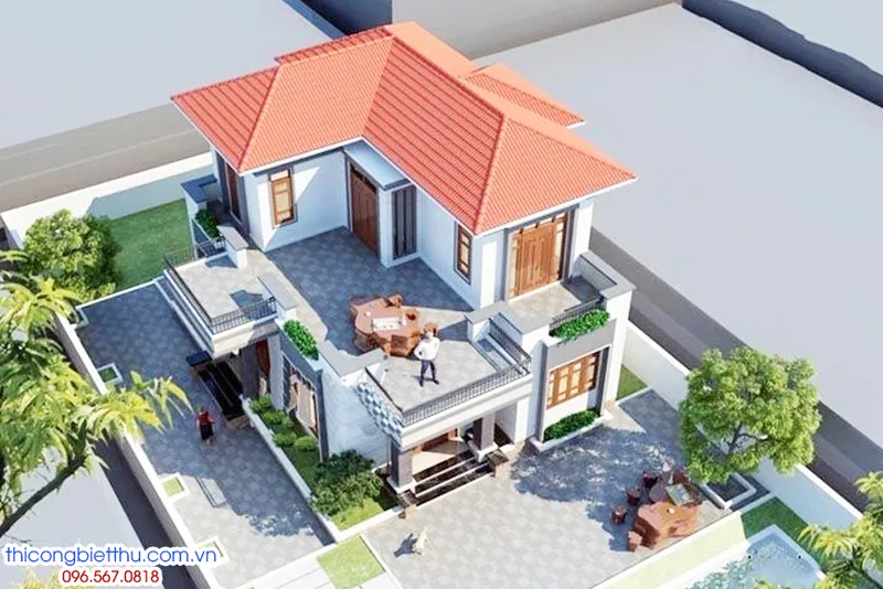 Sản phẩm thi cong biet thu mai thai 2 tang dep 15 — Xây Dựng Phú Cường - Công Ty Cổ Phần Kiến Trúc Xây Dựng Và Thương Mại Phú Cường — MST 0107656919