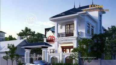 Sản phẩm biet thu tan co dien 2 tang 1b 384x215 — Kiến Trúc Trịnh Gia - Công Ty CP Kiến Trúc Và Xây Dựng Trịnh Gia — MST 0107757018