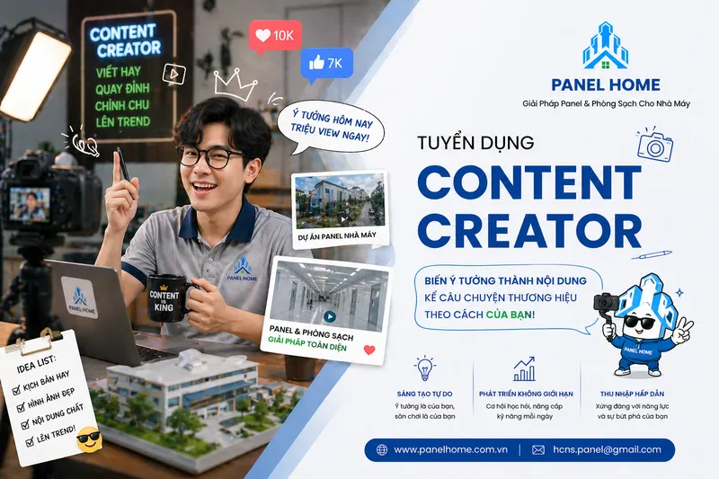 Sản phẩm Panelhome tuyen dung content — Tấm Panel Bảo Tín - Công Ty TNHH Xây Dựng Và Phát Triển Bảo Tín — MST 0107901448