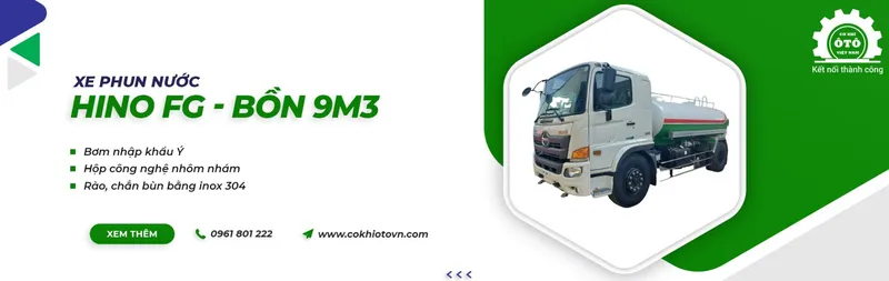 Sản phẩm xe phun nuoc hino FG bon 9m3 e1631531182401 — Công Ty CP Cơ Khí Ô Tô Việt Nam — MST 0107915754