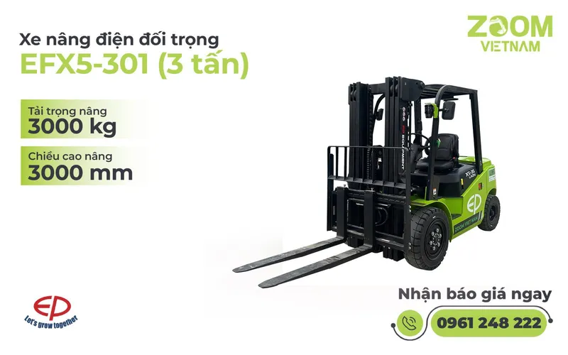 Sản phẩm xe nang dien doi trong 3 tan 1 — Xe Nâng Zoom - Chi Nhánh Công Ty Cổ Phần Zoom Việt Nam — MST 0107930671