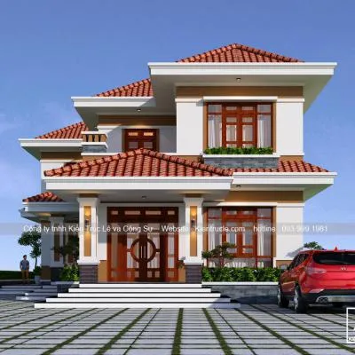 Sản phẩm 1567998669 Mau nha biet thu 2 tang 150m2 mai thai dep — Nội Thất Kiến Trúc Lê - Công Ty TNHH Kiến Trúc Lê Và Cộng Sự — MST 0107938737