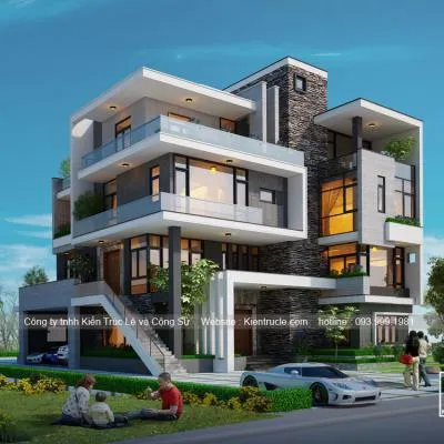 Sản phẩm 1568000156 Mau biet thu 4 tang 300m2 dep — Nội Thất Kiến Trúc Lê - Công Ty TNHH Kiến Trúc Lê Và Cộng Sự — MST 0107938737