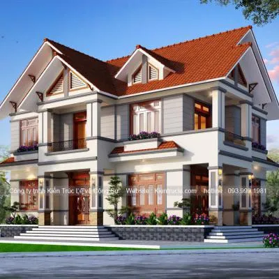 Sản phẩm 1568004105 Mau nha biet thu 2 tang 140m2 mai thai dep — Nội Thất Kiến Trúc Lê - Công Ty TNHH Kiến Trúc Lê Và Cộng Sự — MST 0107938737