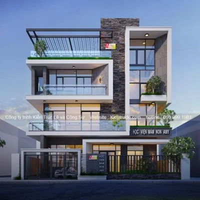 Sản phẩm 1568004739 Thiet ke nha biet thu 4 tang kinh doanh mam non — Nội Thất Kiến Trúc Lê - Công Ty TNHH Kiến Trúc Lê Và Cộng Sự — MST 0107938737
