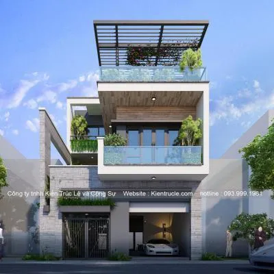 Sản phẩm 1568176524 Mau thiet ke nha lo pho 3 tang 8x15m dep — Nội Thất Kiến Trúc Lê - Công Ty TNHH Kiến Trúc Lê Và Cộng Sự — MST 0107938737