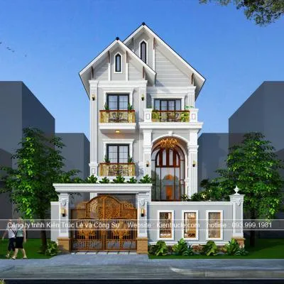 Sản phẩm 1598416335 Nha 3 tang 7x16m tan co dien — Nội Thất Kiến Trúc Lê - Công Ty TNHH Kiến Trúc Lê Và Cộng Sự — MST 0107938737