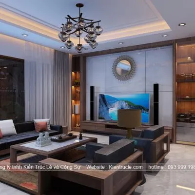 Sản phẩm 1600402790 Phong khach 40m2 dep — Nội Thất Kiến Trúc Lê - Công Ty TNHH Kiến Trúc Lê Và Cộng Sự — MST 0107938737