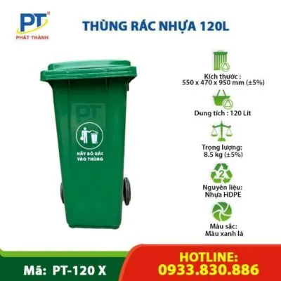 Sản phẩm thung rac nhua 120l mau xanh 1 400x400 — Công Ty TNHH Sản Xuất Và Công Nghiệp Phát Thành — MST 0107978754