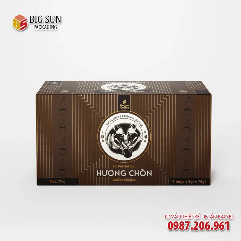Sản phẩm in hop giay dung ca phe tui loc Huong Chon 2 — Công Ty TNHH Dịch Vụ Và Sản Xuất Bao Bì BigSun — MST 0108241201