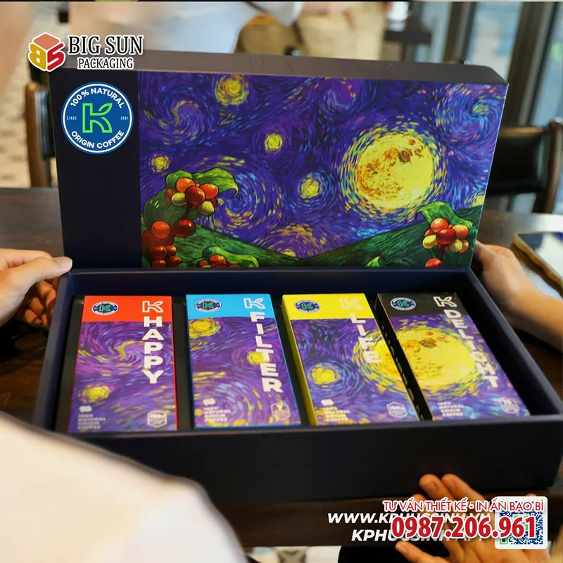 Sản phẩm in hop qua ca phe Hanh Phuc 2 — Công Ty TNHH Dịch Vụ Và Sản Xuất Bao Bì BigSun — MST 0108241201