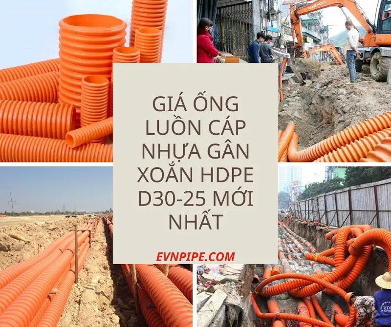 Sản phẩm ong luon cap nhua gan xoan hdpe d30 25 4 — ống Nhựa EVNPIPE - Công Ty TNHH Đầu Tư Sản Xuất Thương Mại Châu Giang — MST 0108278360