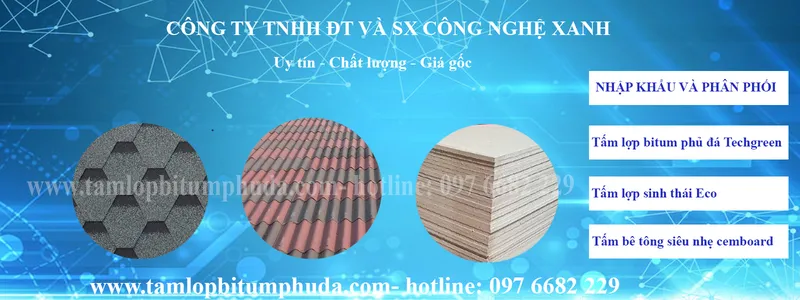 Sản phẩm cac_loai_san_pham — Ngói Bitum Phủ Đá - Công Ty TNHH Đầu Tư Và Sản Xuất Công Nghệ Xanh — MST 0108349452