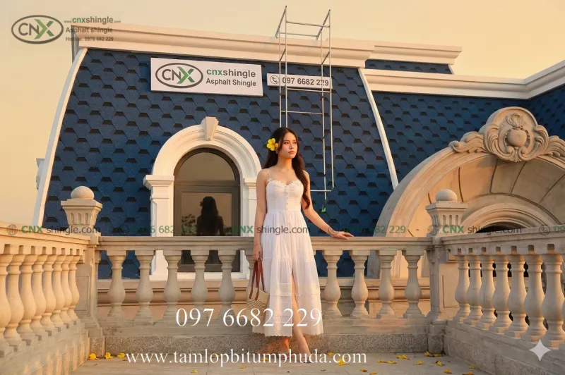 Sản phẩm ngoi bitum phu da cnx nang tam dang cap kien truc viet — Ngói Bitum Phủ Đá - Công Ty TNHH Đầu Tư Và Sản Xuất Công Nghệ Xanh — MST 0108349452