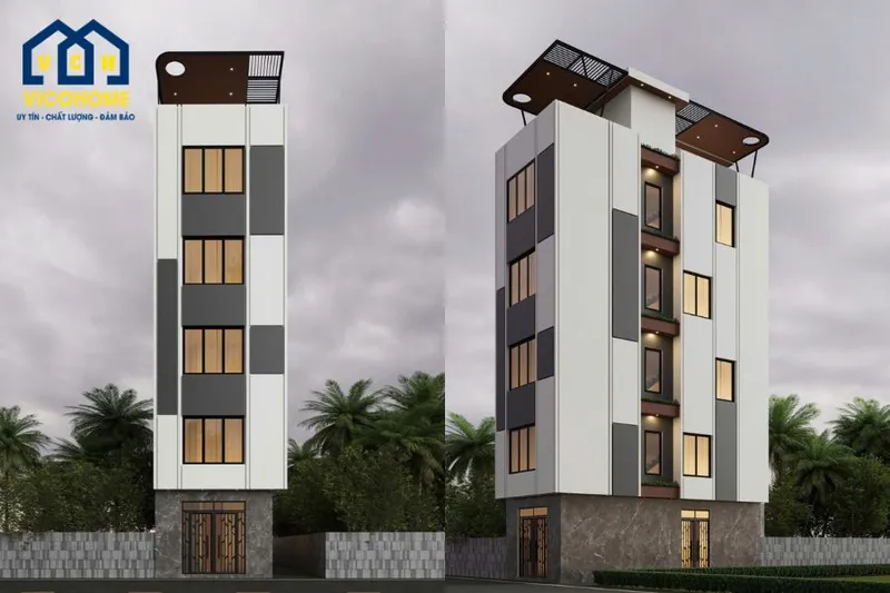 Sản phẩm thiet ke nha 5 tang 1 tum hien dai chi ngoc — Thiết Kế Xây Dựng - Công Ty CP Kiến Trúc Xây Dựng Và Đầu Tư Vicohome — MST 0108633470