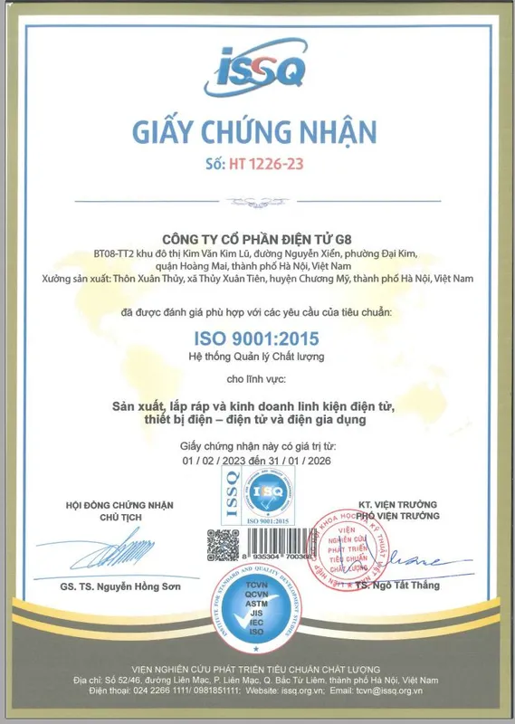 Sản phẩm isso rotated — Công Ty Cổ Phần Điện Tử G8 — MST 0108671765
