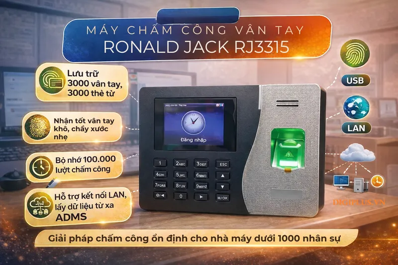 Sản phẩm may cham cong van tay ronaldjack rj3315 — Công Ty Cổ Phần Digiplus — MST 0108725361