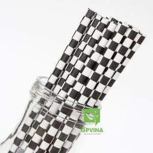 Sản phẩm paper straws black white caro product gpvina 300x300 — Công Ty CP Sản Xuất GP Vina — MST 0108766495