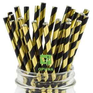Sản phẩm paper straws gold black tripe product gpvina 300x300 — Công Ty CP Sản Xuất GP Vina — MST 0108766495