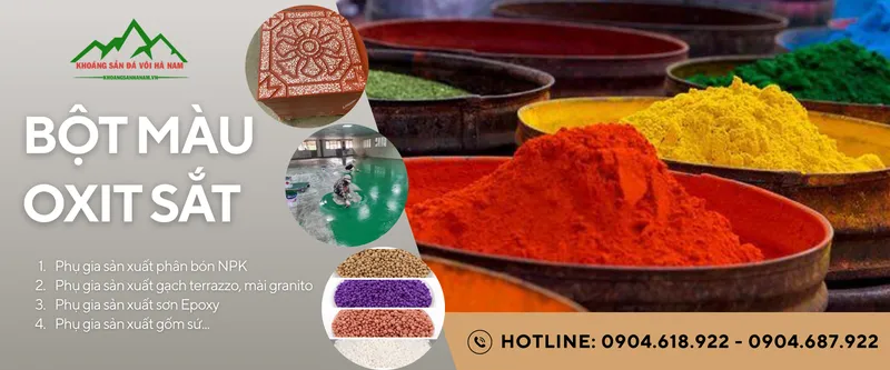 Sản phẩm bot mau oxit sat — Công Ty TNHH Khoáng Sản Đá Vôi Hà Nam — MST 0108800192