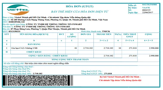 Sản phẩm HOA DON DIEN TU VIETTEL  — Kế Toán Nam Luật - Công Ty TNHH Tư Vấn Kế Toán Nam Luật — MST 0108856283