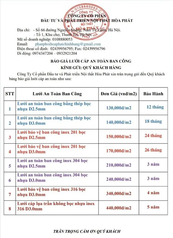 Sản phẩm bao gia luoi ban cong e1683601370654 — Công Ty Cổ Phần Đầu Tư Và Phát Triển Nội Thất Hòa Phát — MST 0108880053