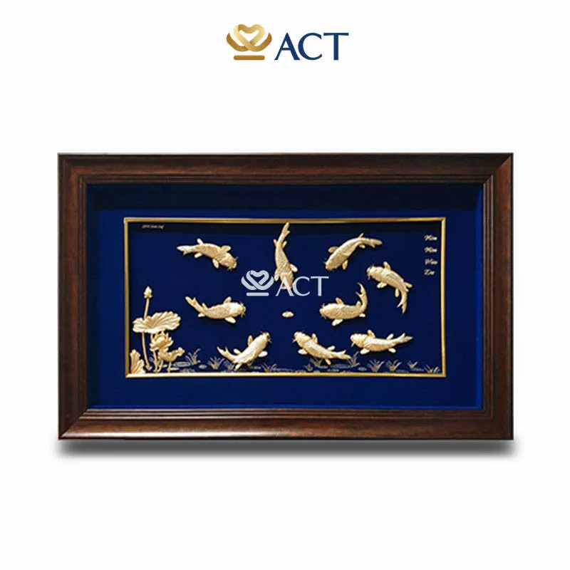 Sản phẩm tranh ca chep hoa sen 40x65cm moi — Quà Tặng Dát Vàng - Công Ty TNHH Q&V — MST 0109110473