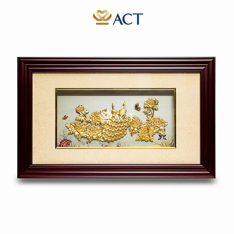 Sản phẩm tranh doi chim cong va hoa mau don 40x65cm — Quà Tặng Dát Vàng - Công Ty TNHH Q&V — MST 0109110473