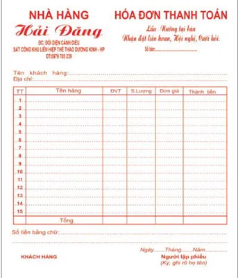 Sản phẩm in hoa don thanh toan nha hang gia re dep 1 — Công Ty TNHH Sản Xuất Thương Mại Và Dịch Vụ In Nhật Nam — MST 0109135157