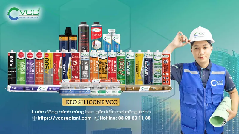 Sản phẩm VCC luon dong hanh cung ban gan ket cac cong trinh.  — Keo Silicone VCC - Công Ty CP Đầu Tư Và TM Quốc Tế VCC — MST 0109232376