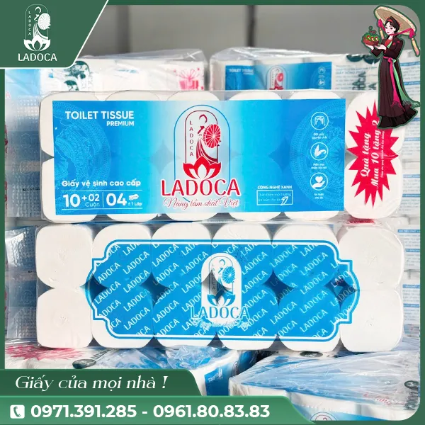 Sản phẩm Giay ve sinh Ladoca 12 cuon 12kg 1 — Giấy Vệ Sinh LADOCA - Công Ty Cổ Phần Sản Xuất Kinh Doanh Giấy Hồng Phát — MST 0109362738