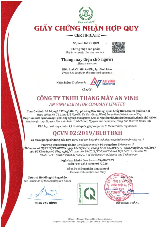 Sản phẩm 0 — Công Ty TNHH Thang Máy An Vinh — MST 0109514902