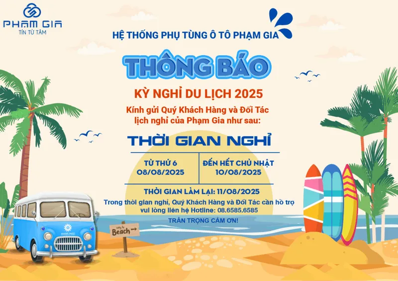 Sản phẩm thong bao du lich 1024x724 — Trung Tâm Phụ Tùng Ô Tô Phạm Gia - Công Ty TNHH Đầu Tư Và Phát Triển Thương Mại
Phạm Gia — MST 0109733541