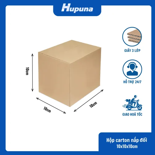 Sản phẩm Hop carton 10x10x10cm nap doi 3 lop Hupuna.com_ — Băng Dính Hupuna Group - Công Ty Cổ Phần Hupuna Group — MST 0109746861