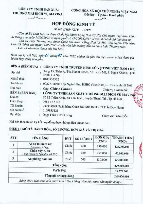 Sản phẩm HD K 20220428 044312 — Công Ty TNHH Sản Xuất Thương Mại Dịch Vụ MAVINA — MST 0109935121