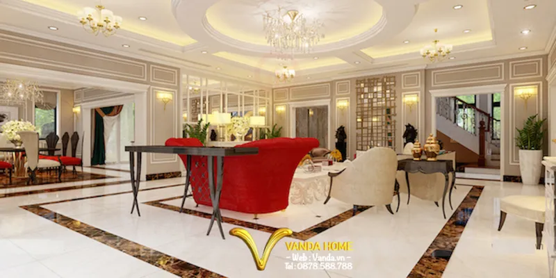 Sản phẩm Thiết kế Phòng khách Tân cổ diển Vanda.vn_ — Công Ty Cổ Phần Kiến Trúc & Nội Thất VANDA — MST 0110004920