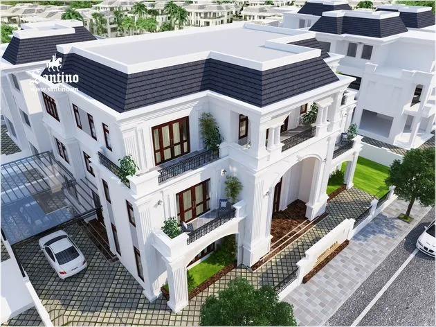 Sản phẩm thiet ke kien truc tan co dien biet thu 3 tang dang cap botanica vinhomes_3 — Công Ty Cổ Phần Kiến Trúc & Nội Thất VANDA — MST 0110004920