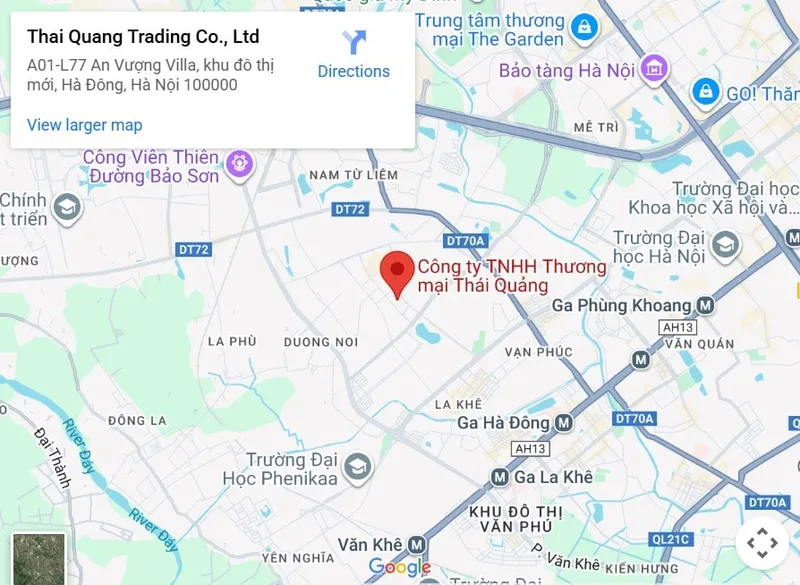 Sản phẩm vpgd thai quang tai an vuong villa ha noi tren google maps — Công Ty TNHH Thương Mại Thái Quảng — MST 0110014541