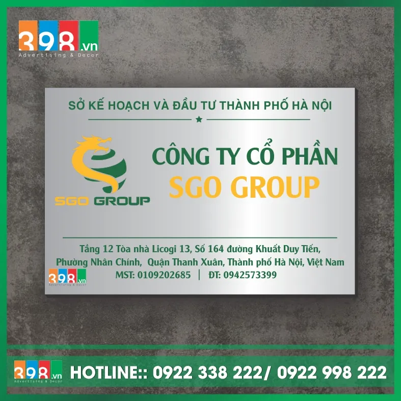 Sản phẩm Bien cong ty inox 7 — Công Ty TNHH Quảng Cáo & Nội Thất 398 — MST 0110093857