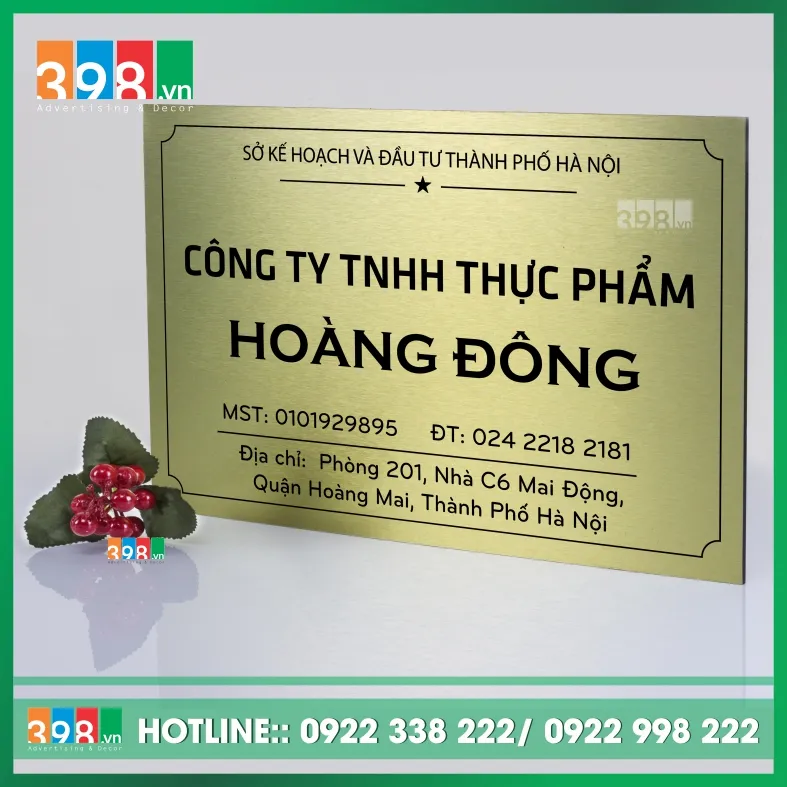 Sản phẩm Bien ten cong ty bang Alu vang xuoc 2 — Công Ty TNHH Quảng Cáo & Nội Thất 398 — MST 0110093857