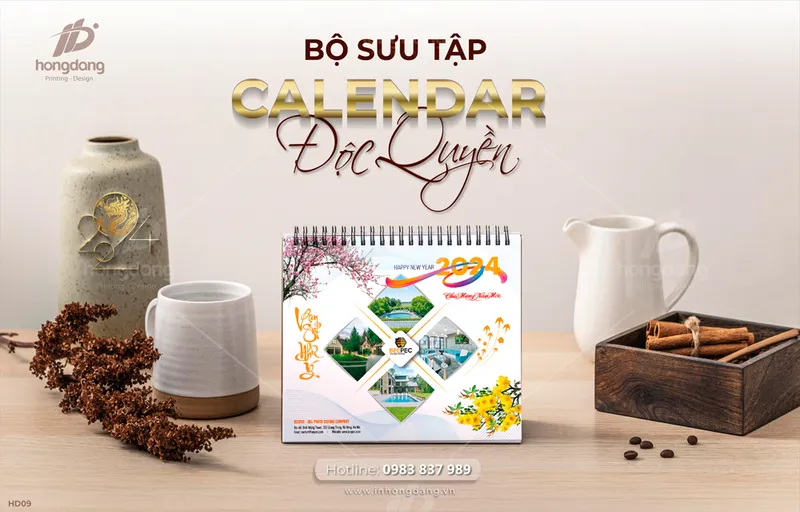 Sản phẩm in lich theo yeu cau 2024 hd 9 — Công Ty Cổ Phần Thiết Kế In HD — MST 0110148873