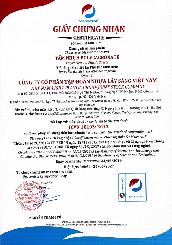Sản phẩm 31688 cps 1 0001 page 0001 — Tấm Lợp Lấy Sáng - Công Ty Cổ Phần Tập Đoàn Nhựa Lấy Sáng Việt Nam — MST 0110591355