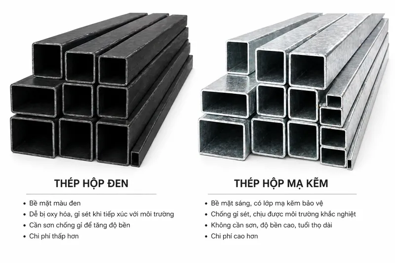 Sản phẩm 5638so sanh thep hop den thep hop ma kem — Thép 190 - Công Ty TNHH ống Thép 190 — MST 0200414657