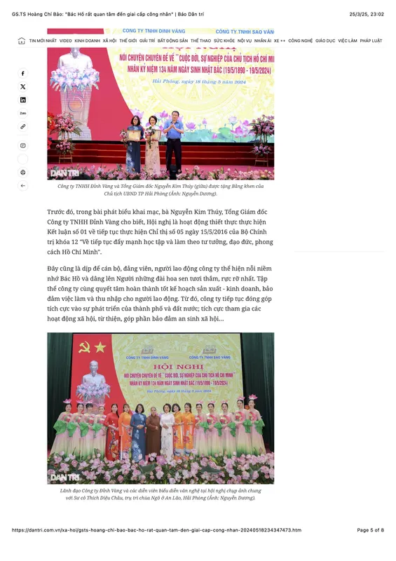 Sản phẩm GS.TS Hoang Chi Bao 22Bac Ho rat quan tam den giai cap cong nhan22 Bao Dan tri — Công Ty TNHH ánh Vàng — MST 0200493810