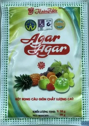 Sản phẩm 0000184_bot thach rau cau gion agar agar 50g_415 — Bột Rau Câu Hoàng Yến - Công Ty TNHH Sản Xuất Và Thương Mại Hoàng Yến — MST 0200494691