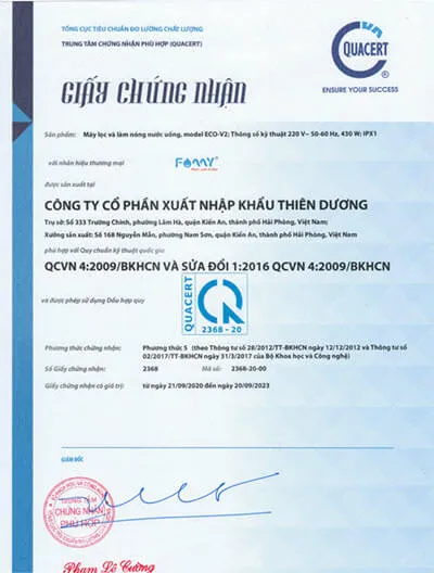 Sản phẩm QCVN 04 2009 BKHCN 500px V2 — Máy Lọc Nước Famy - Công Ty Cổ Phần Xuất Nhập Khẩu Thiên Dương — MST 0200761900