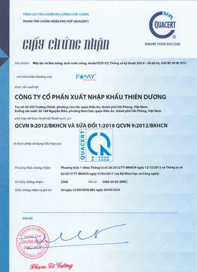 Sản phẩm QCVN 09 2012 BKHCN 500px — Máy Lọc Nước Famy - Công Ty Cổ Phần Xuất Nhập Khẩu Thiên Dương — MST 0200761900