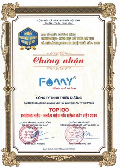 Sản phẩm top 100 thuong hieu noi tieng 2019 — Máy Lọc Nước Famy - Công Ty Cổ Phần Xuất Nhập Khẩu Thiên Dương — MST 0200761900