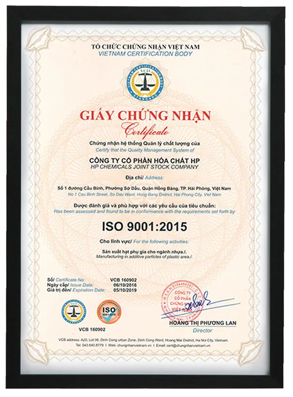 Sản phẩm cert hpchemvn — HPCHEM - Công Ty Cổ Phần Hóa Chất HP — MST 0200766539