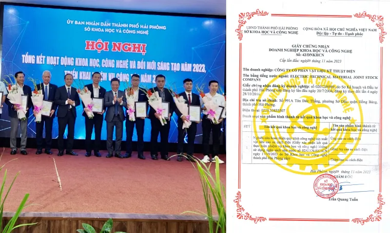 Sản phẩm chung nhan slide — Vật Liệu Kỹ Thuật Điện - Công Ty Cổ Phần Vật Liệu Kỹ Thuật Điện — MST 0201256989
